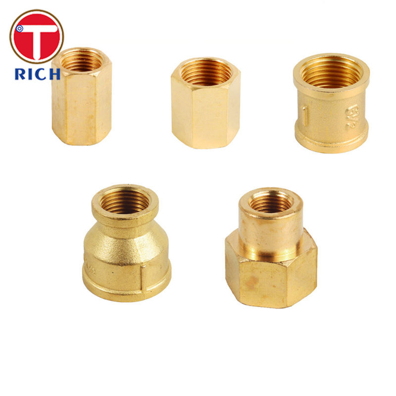 Threaded Pipe Coupling CNC Brass Parts Direct Internal Thread Straight Through Hardware